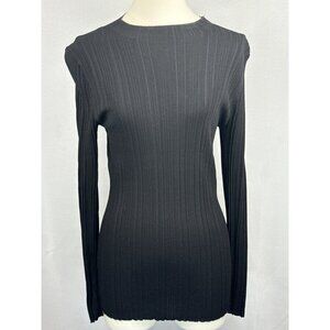 M.M. Lafleur New York Black Ribbed Long Sleeve Top Size S